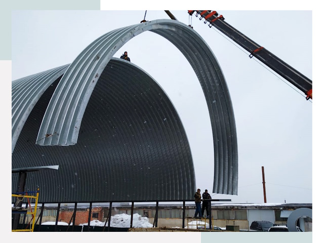 Полукруглые ангары в Люберцах